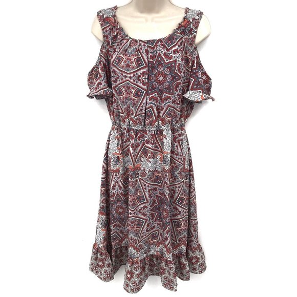 Lauren Conrad Boho Floral Cold Shoulder Dress M - Picture 1 of 8